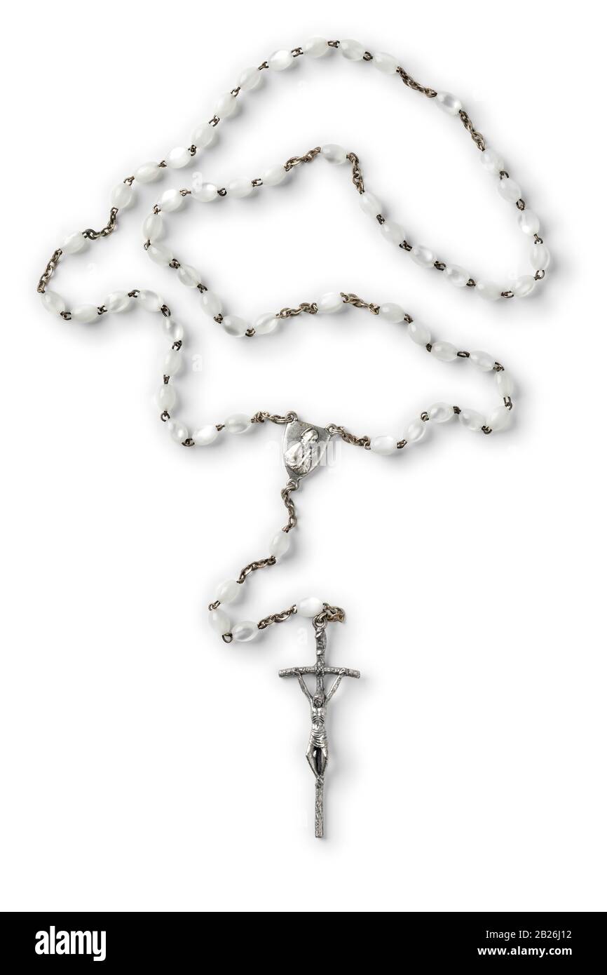 Catholic rosary isolated at white background Stock Photo - Alamy