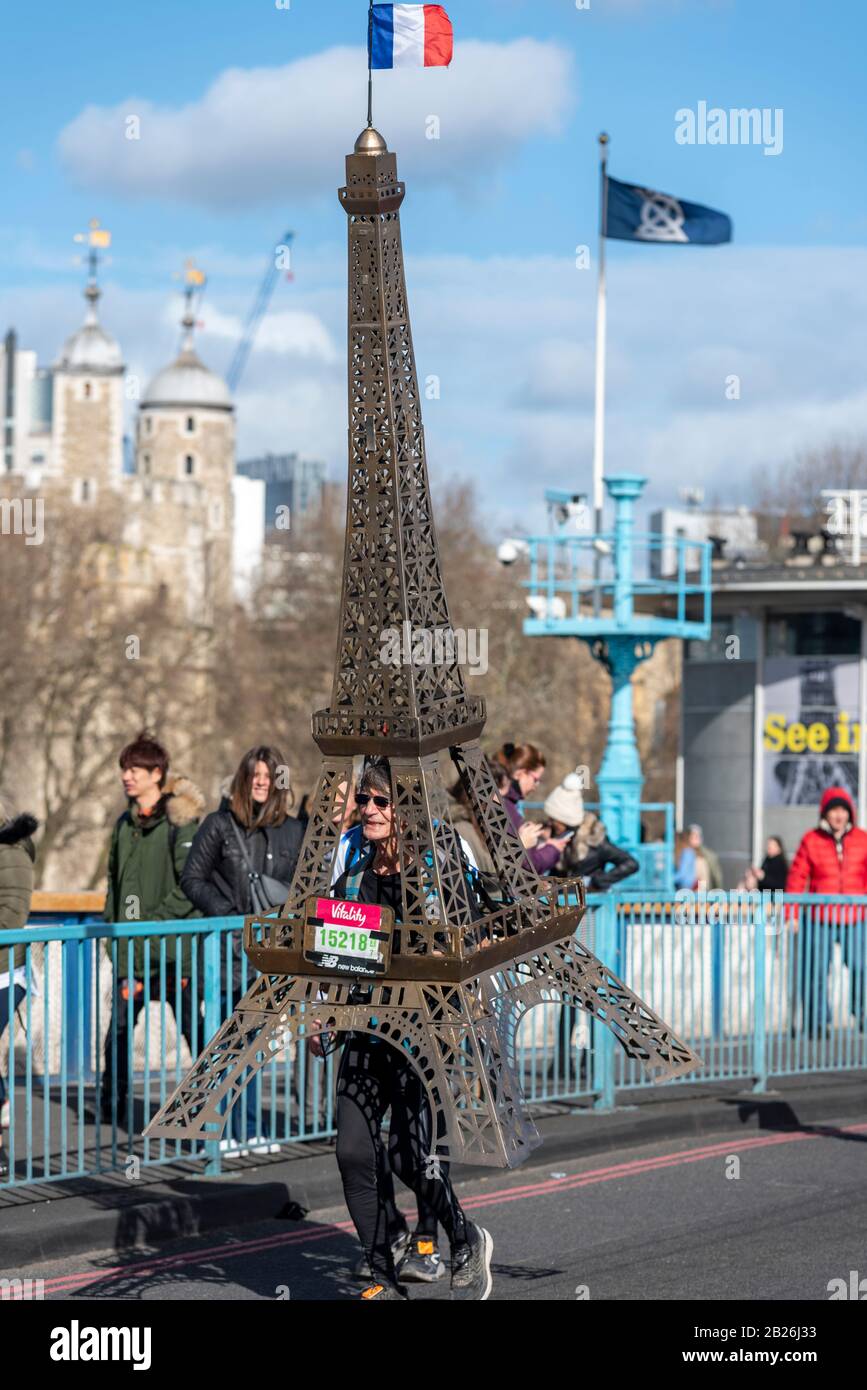 Tower Bridge, London, UK. 1st Mar, 2020. The Vitality Big Half is a 13.1  mile half marathon taking in a number of the London Marathon locations,  including crossing Tower Bridge. Michel Bach