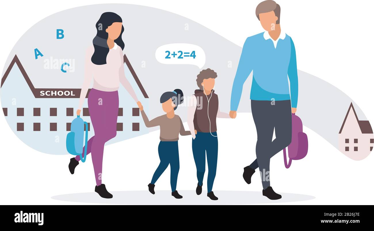Young Parents Taking Children From School Flat Illustration Family Going Home Together Talking And Holding Hands Cartoon Characters Father And Stock Vector Image Art Alamy Young Parents Taking Children From School Flat Illustration Family Going Home Together Talking And Holding Hands Cartoon Characters Father And Stock Vector Image Art Alamy