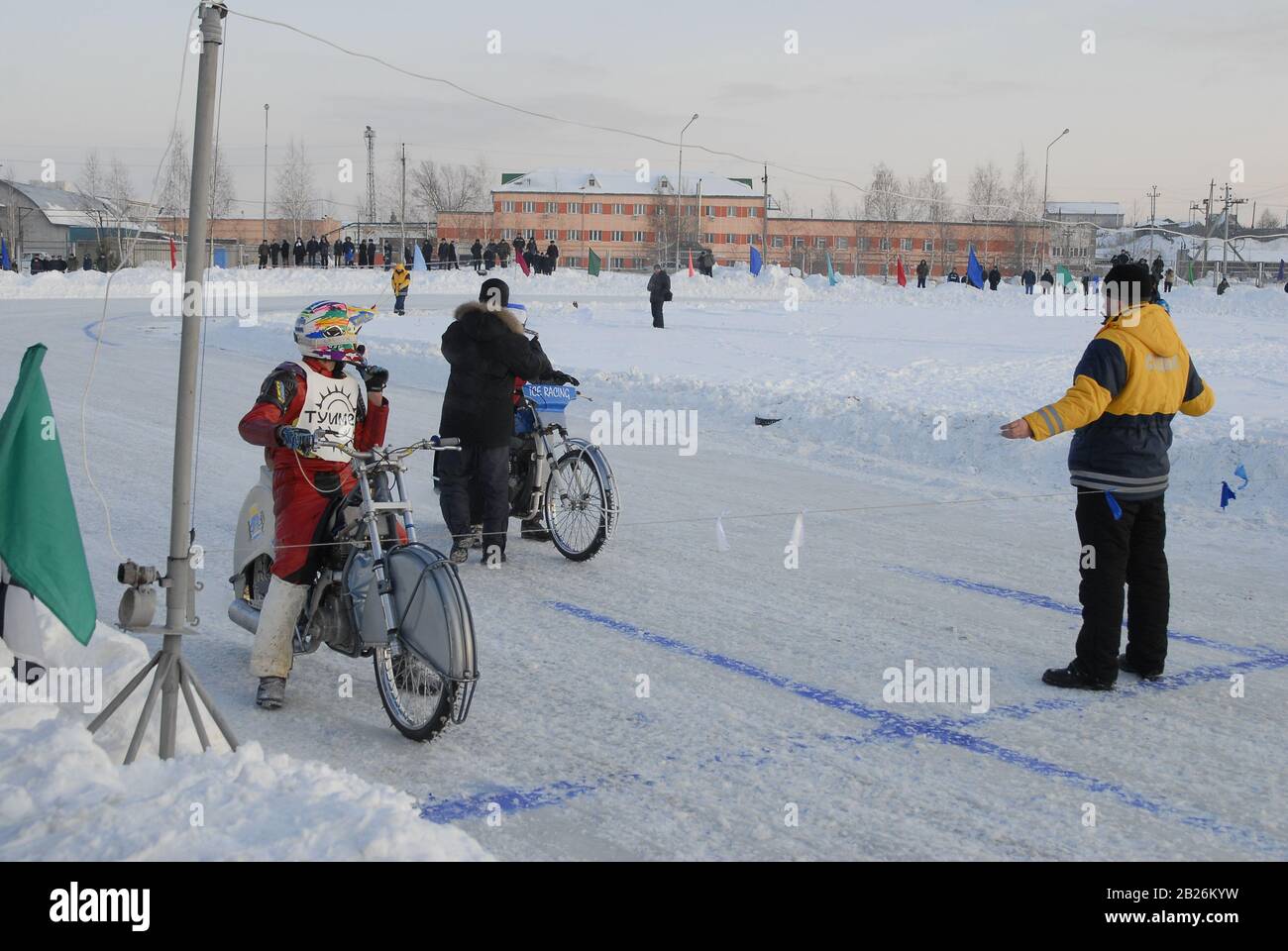 Ice speedway race. Tyumen. Russia Stock Photo