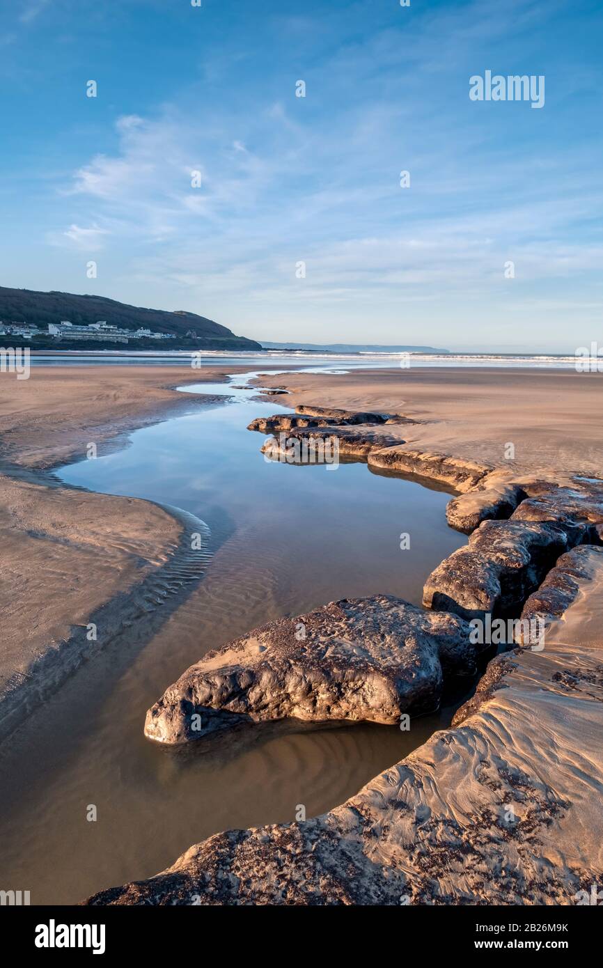Sand banks on the beach at Westward Ho!, North Devon, SouthWest, UK Stock Photo