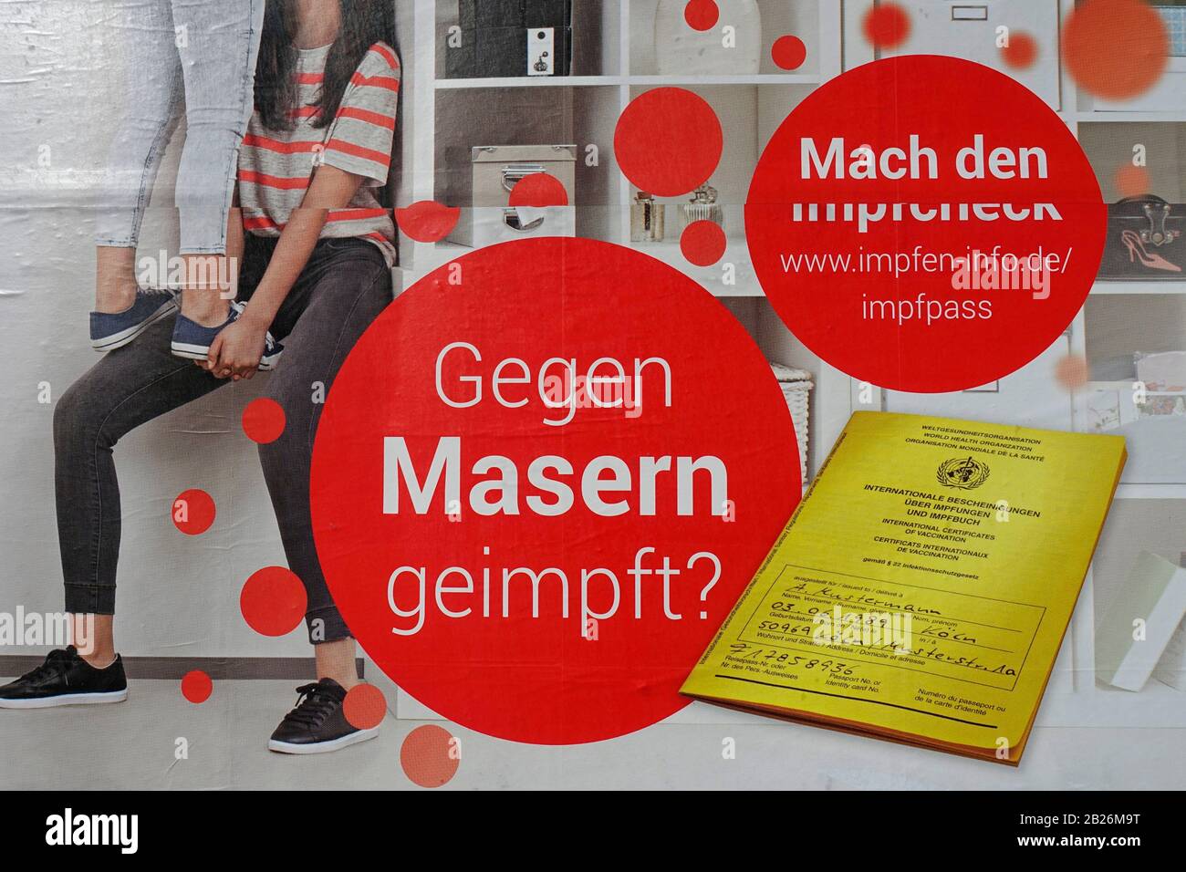 Poster in Berlin, vaccination against measles, mandatory vaccination from March 1, 2020 Stock Photo