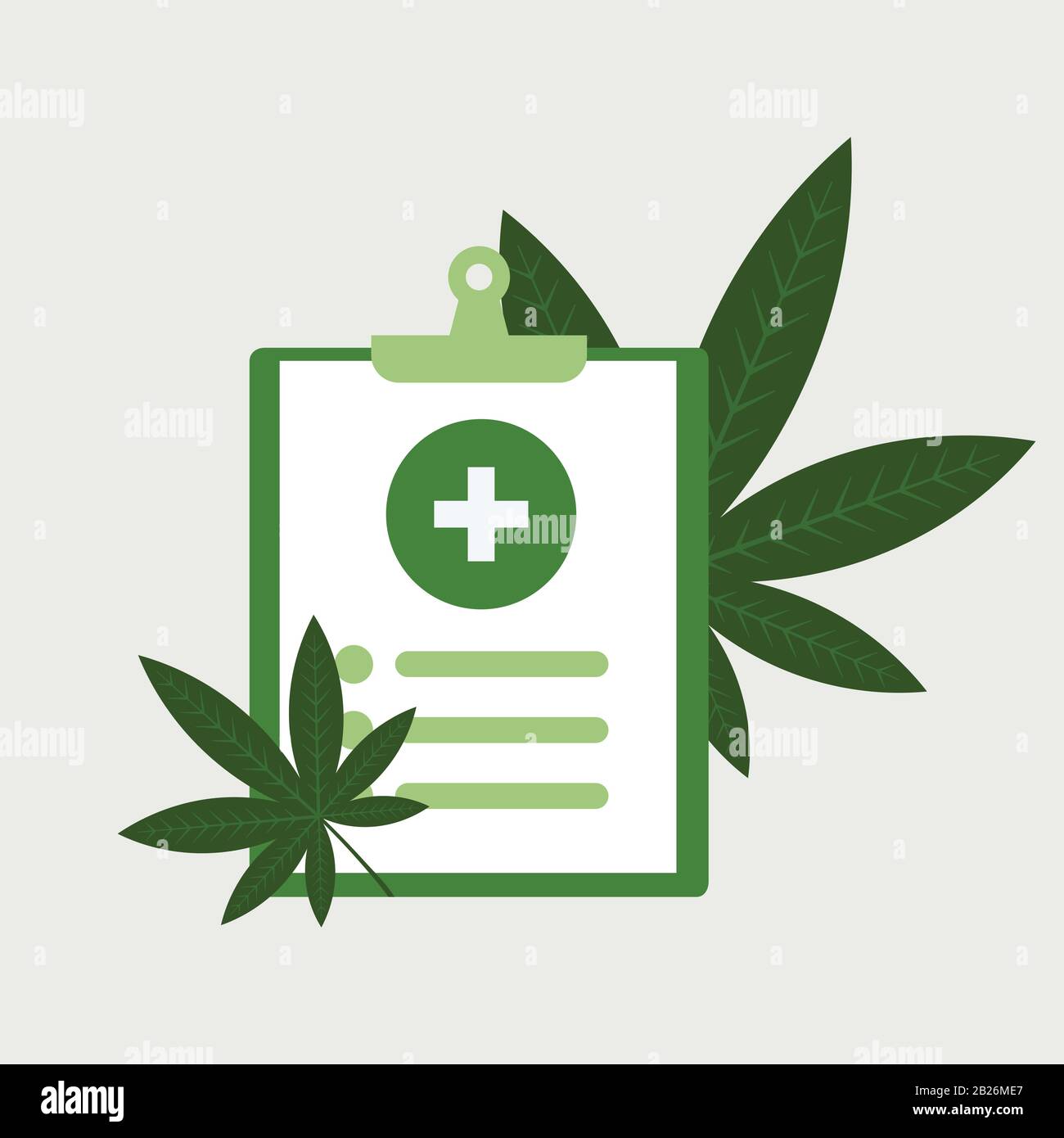 medical checklist with cannabis or marijuana leaves drug consumption concept vector illustration Stock Vector