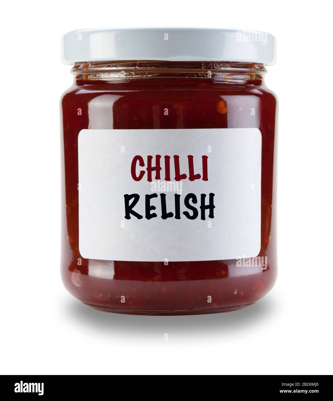 Single Jar Of Chilli Relish With White Label Saying Chilli Relish Isolated On A White Background With A Drop Shadow Stock Photo Alamy