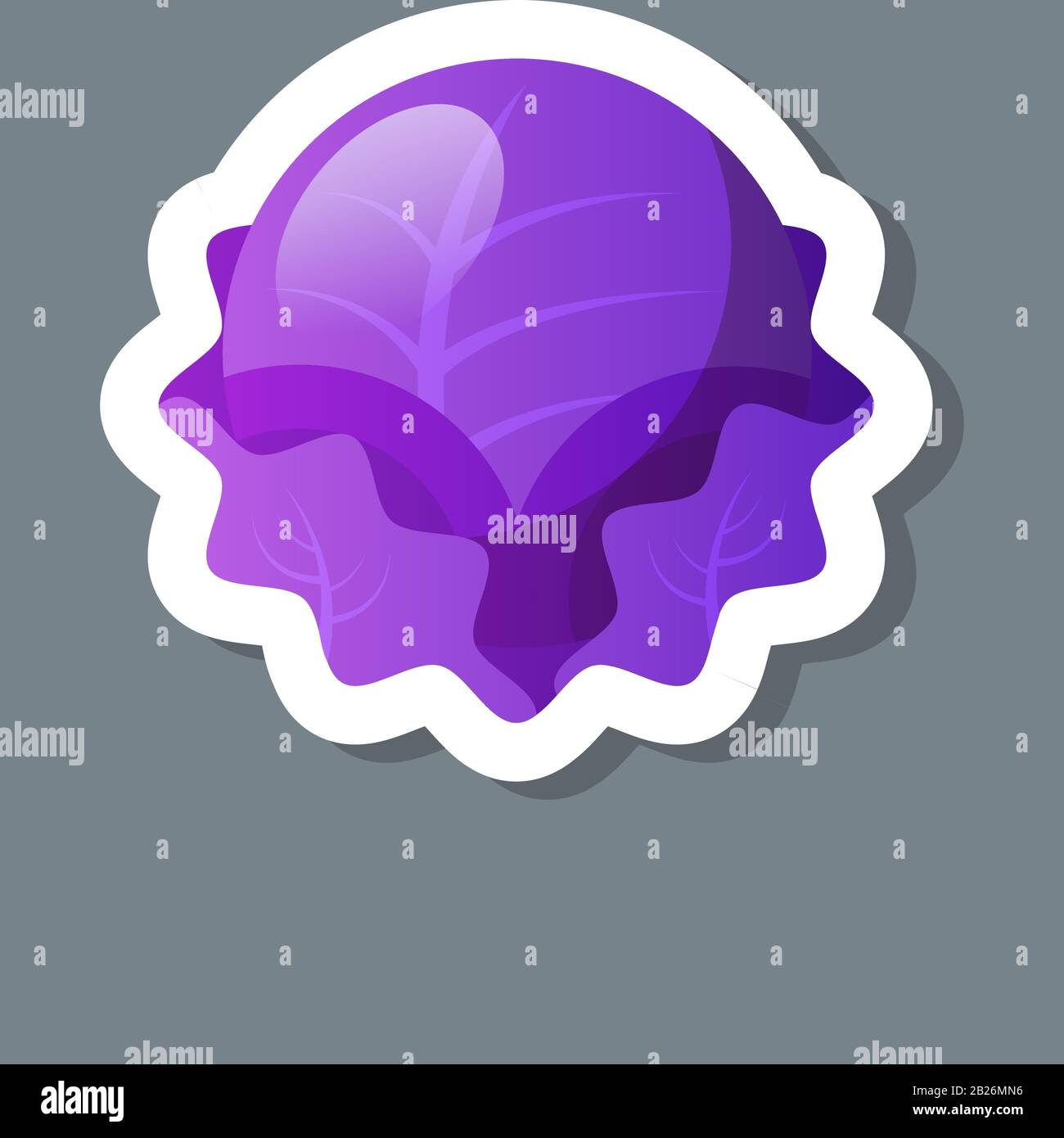 fresh red cabbage sticker tasty vegetable icon healthy food concept ...