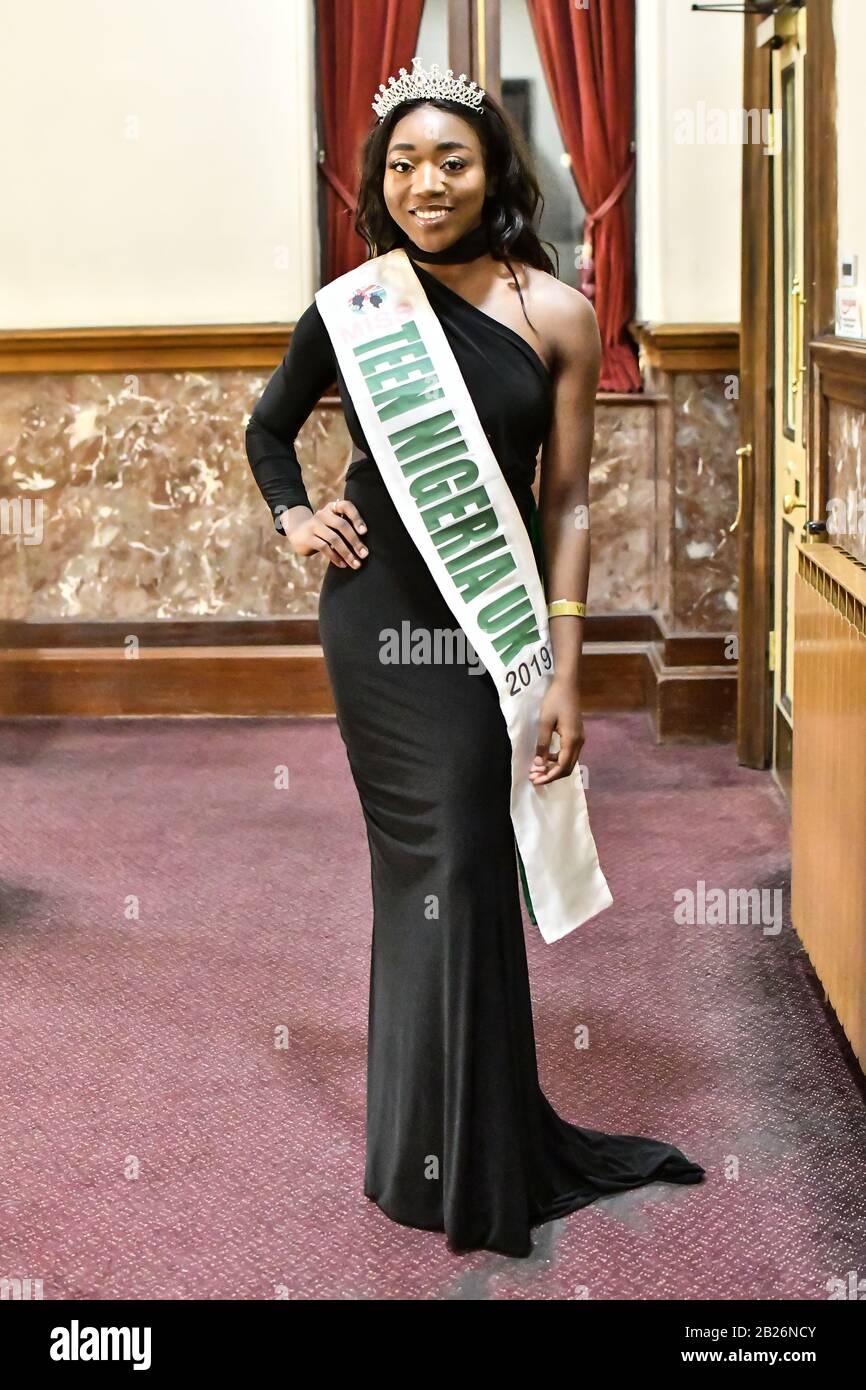 London, UK. 29th Feb, 2020. Miss Teen Nigeria UK 2019 - Anna-Marie