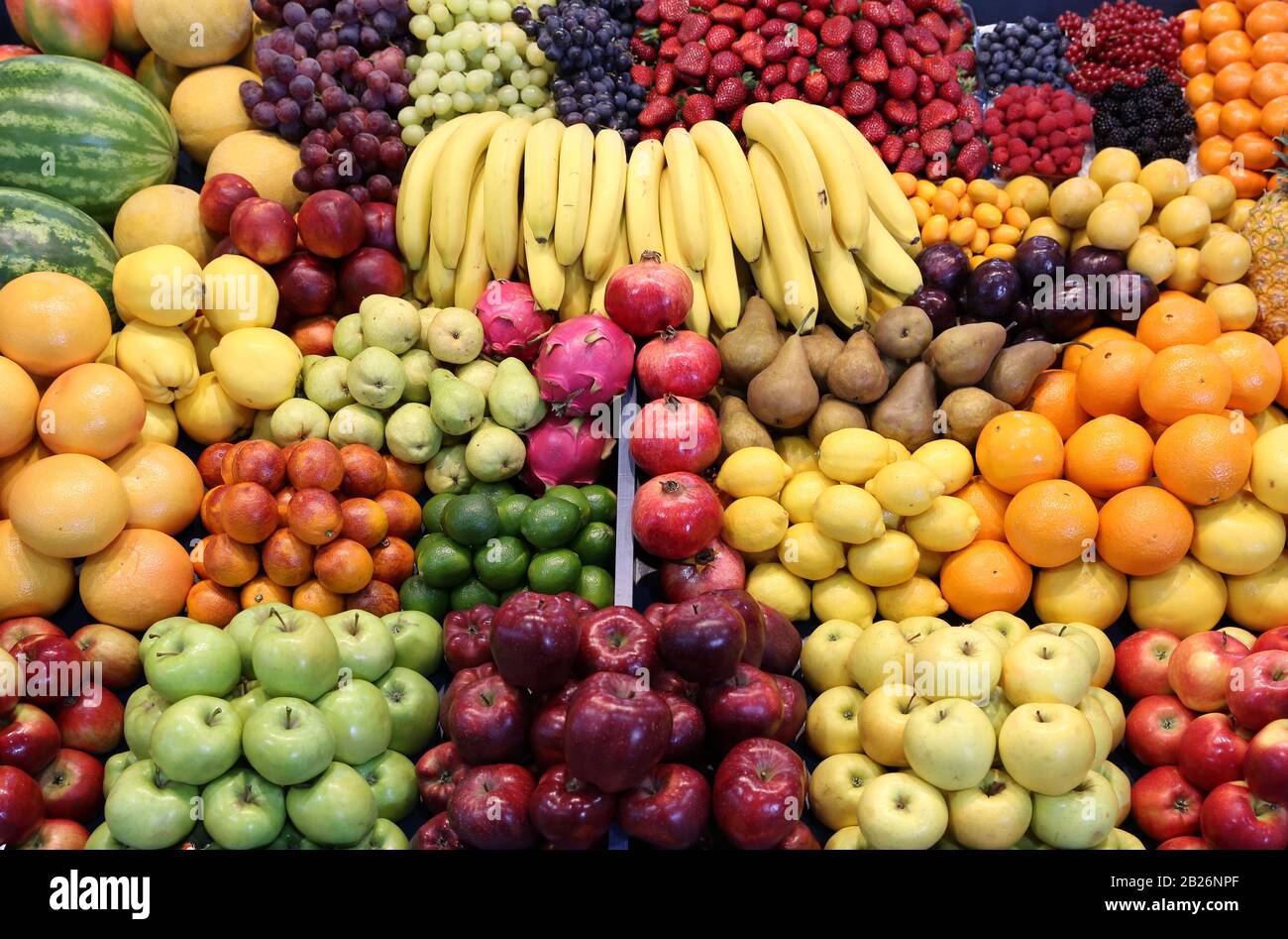 Various fresh summer exotic fruits for sale on market Stock Photo Alamy