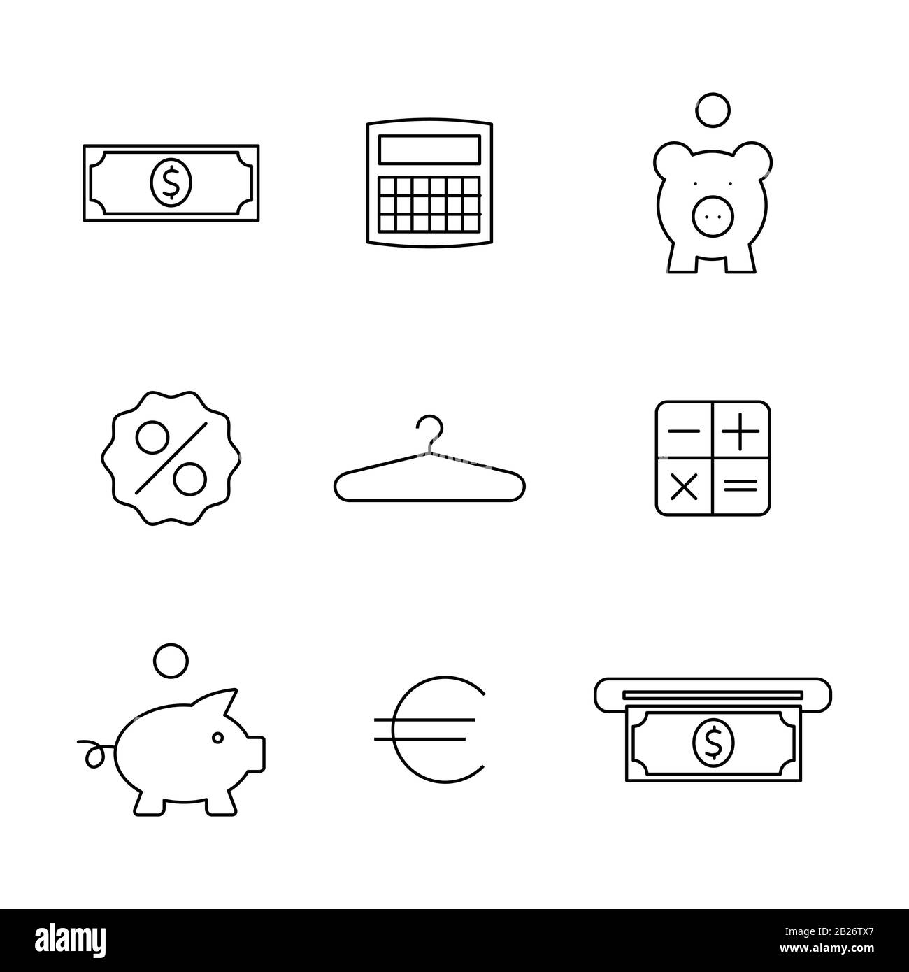 Finance and shopping icons set of thin lines, vector illustration Stock ...