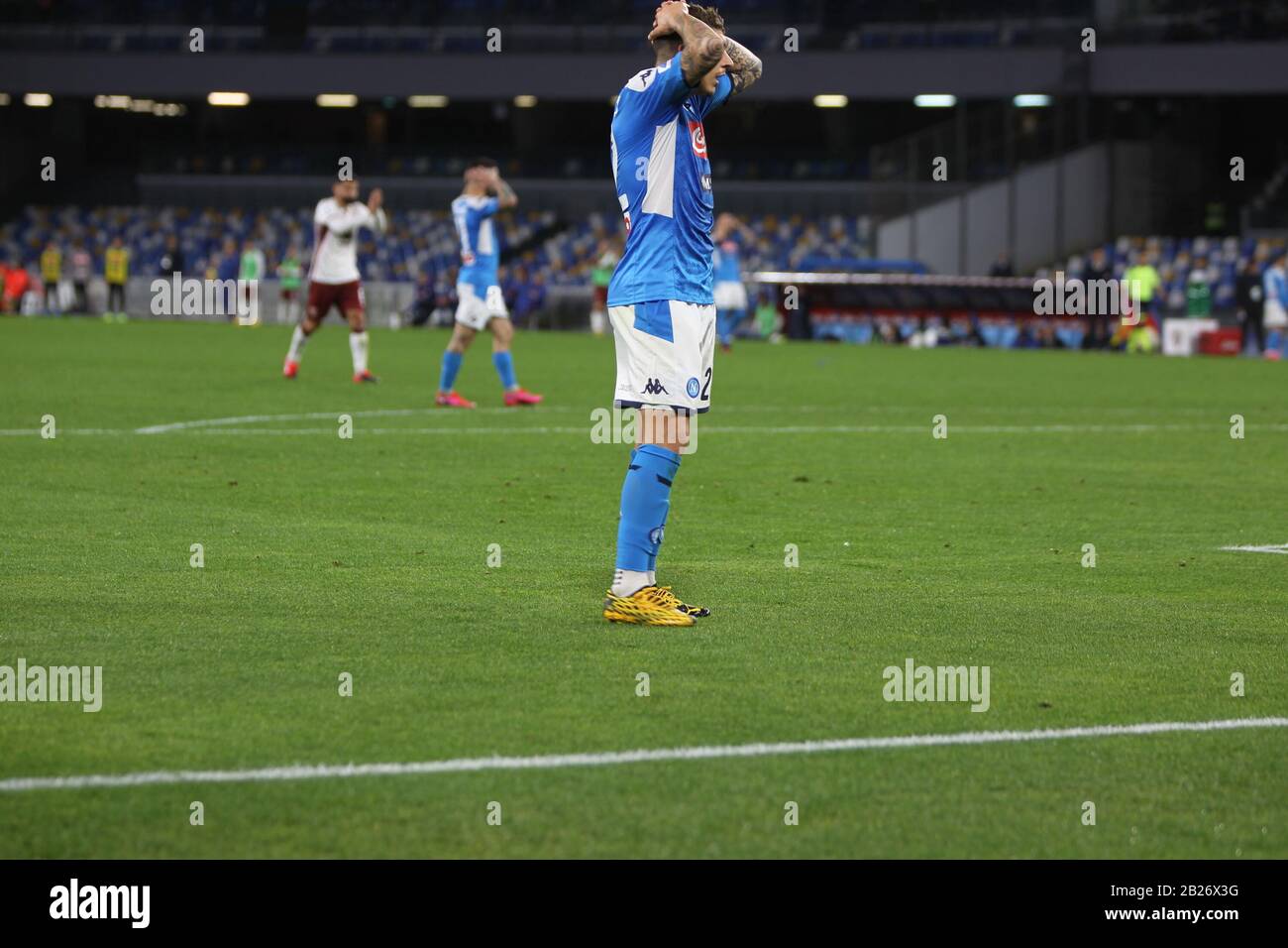 Napoli, Italy. 29th Feb, 2020. Giovanni Di Lorenzo defender (difensore) of SSC NAPOLI during soccer match between SSC Napoli and Torino F.C. at Stadio San Paolo in Napoli. Final result, Napoli wins 2-1. (Photo by Salvatore Esposito/Pacific Press/Sipa USA) Credit: Sipa USA/Alamy Live News Stock Photo