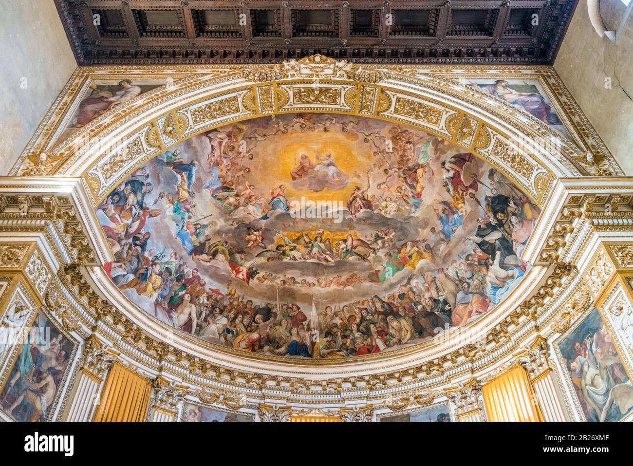 Frescoed apse with "The Glory of Heaven" in the Santi Quattro Coronati ...
