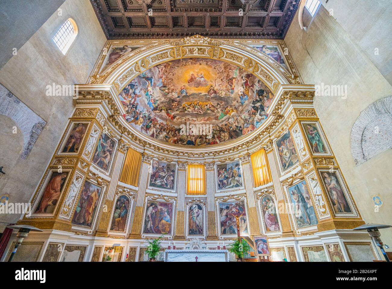 Frescoed apse with "The Glory of Heaven" in the Santi Quattro Coronati ...
