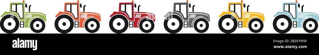 Coloured icon of a tractor for agriculture Stock Photo - Alamy