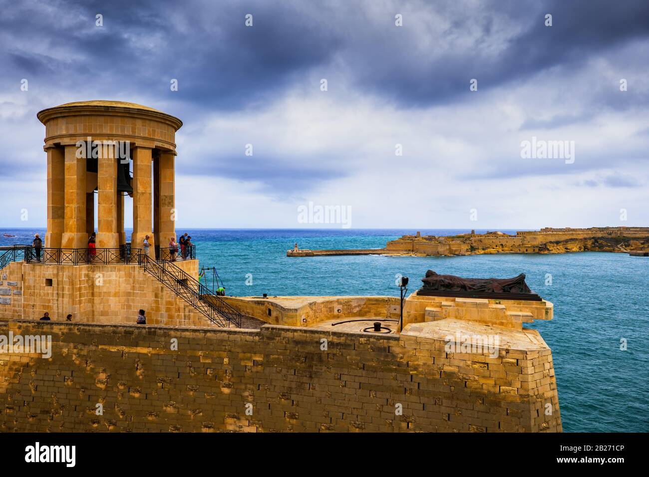 Siege Bell War Memorial in Valletta, Malta, monument to those who died during the siege of Malta in World War II Stock Photo
