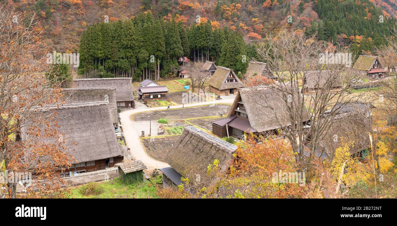 Traditional houses of Ainokura (UNESCO World Heritage Site), Gokayama, Toyama Prefecture, Japan Stock Photo