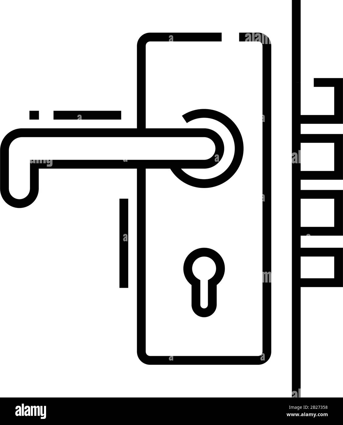 Room lock line icon, concept sign, outline vector illustration, linear ...