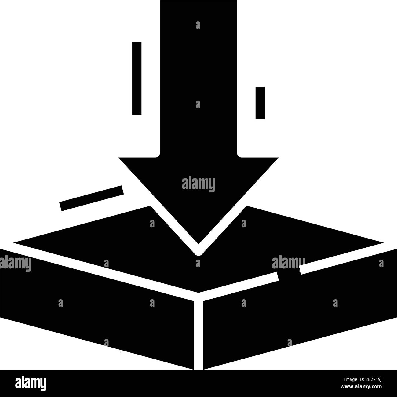 Going down black icon, concept illustration, vector flat symbol, glyph