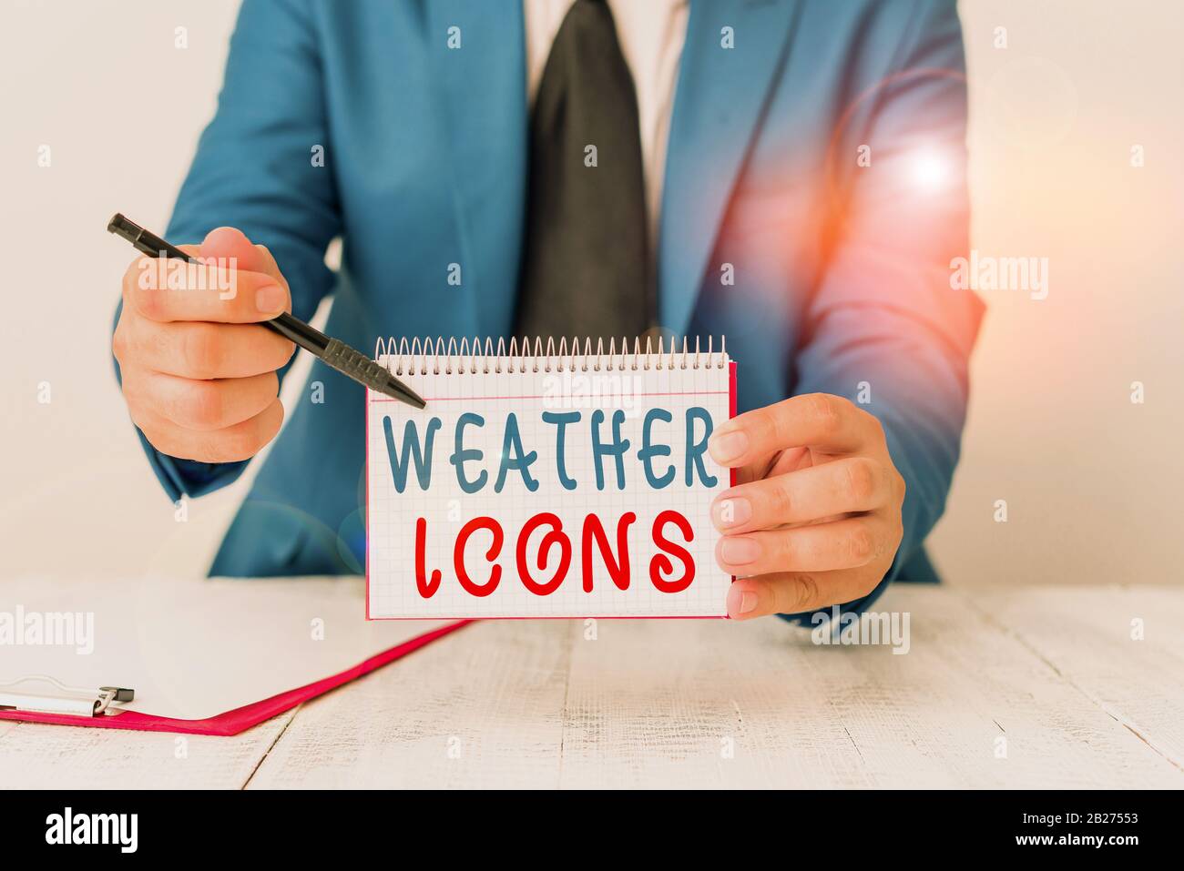 Text sign showing Weather Icons. Business photo text Plotted on a