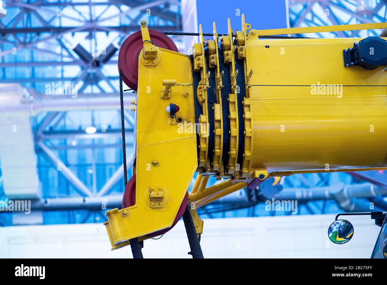automobile crane boom on smart construction background Stock Photo Alamy