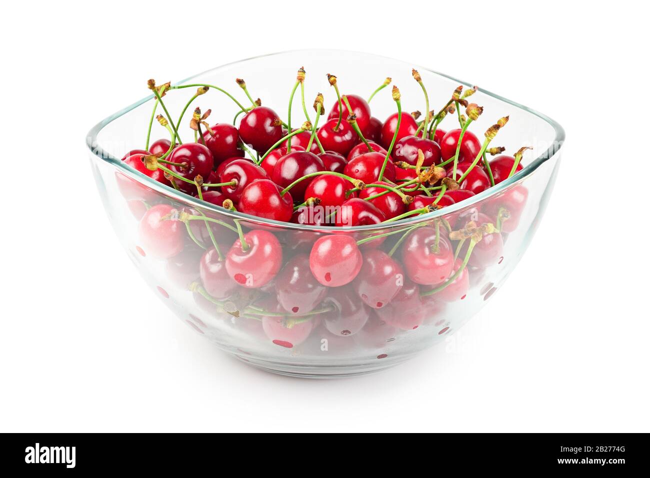 fruits of cherries in a glass bowl Stock Photo