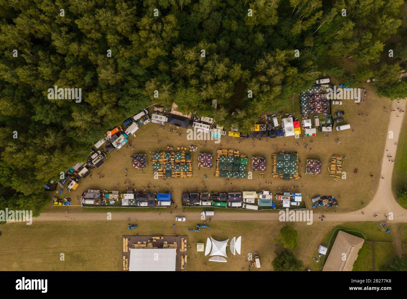 Drone photography of food stalls during music festival Stock Photo - Alamy