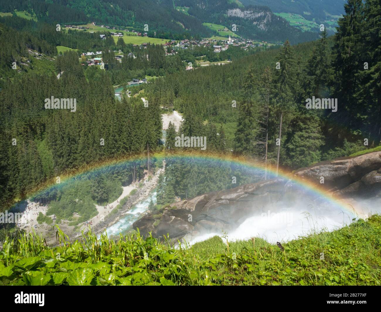 Rainbow over the Krimml Waterfalls (Krimmler Wasserfälle) in the High Tauern National Park, Austria Stock Photo