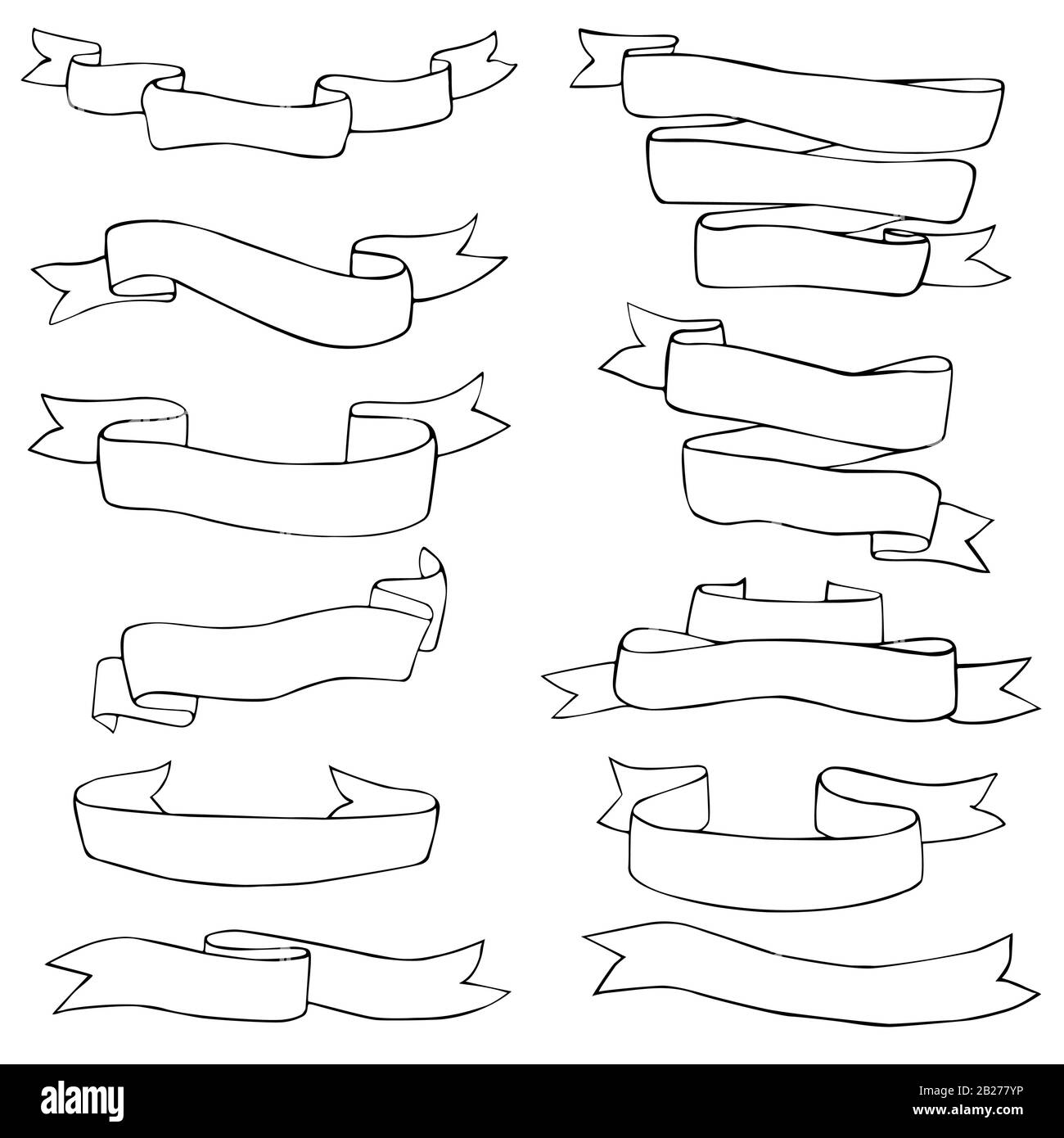 Set Of Vector Line Ribbons and Banners.Flat ribbon illustration Stock