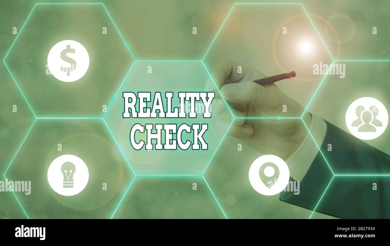 Reality Check Reflection Handwriting text Reality Check. Conceptual photo one is reminded of the ...