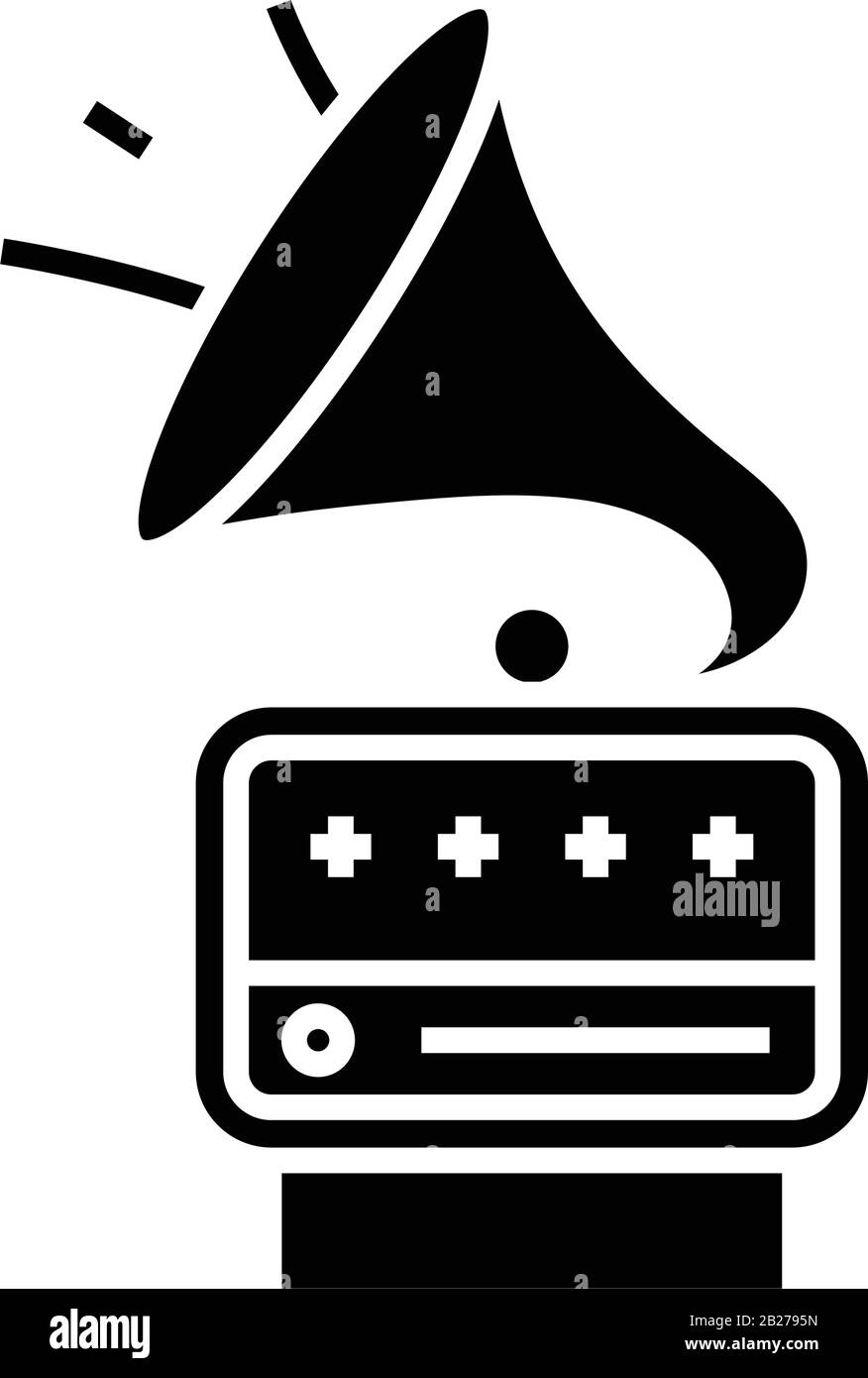 Gramophone black icon, concept illustration, vector flat symbol, glyph ...