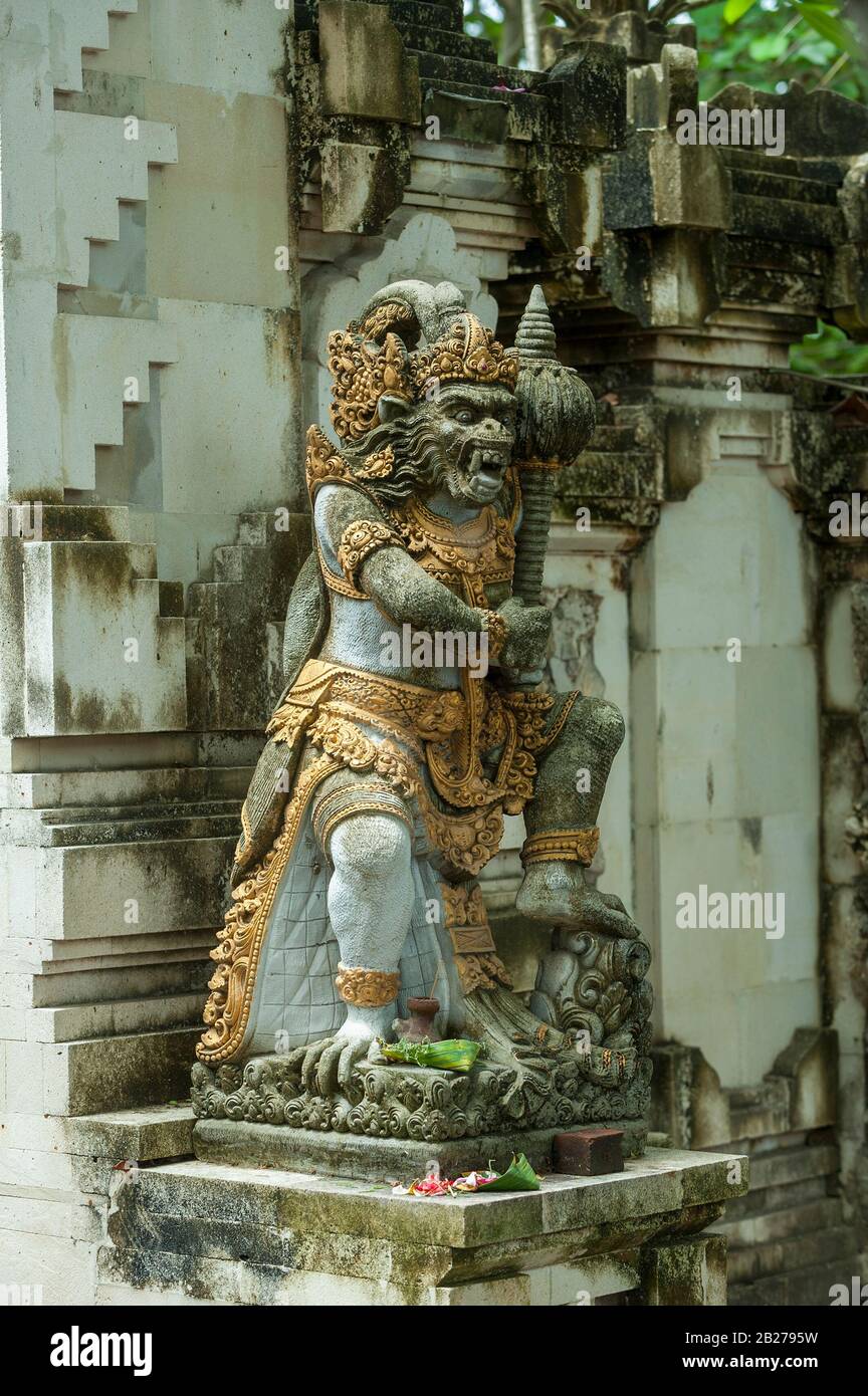 Statue of Hanuman guarding a hindu temple. Bali, Indonesia Stock Photo