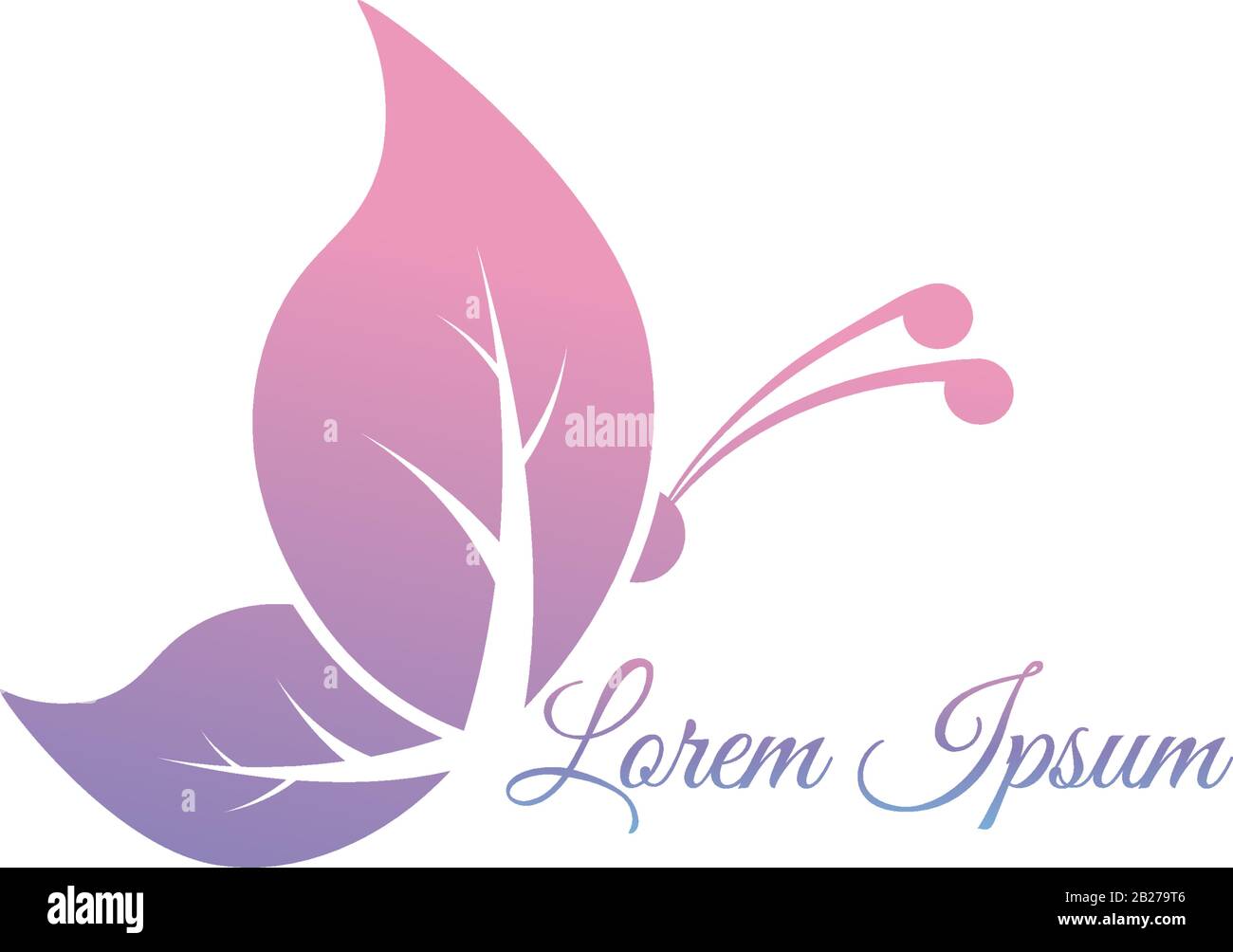 Abstract Flying Pinky Leaf Butterfly logo design template. Animal Logo ...