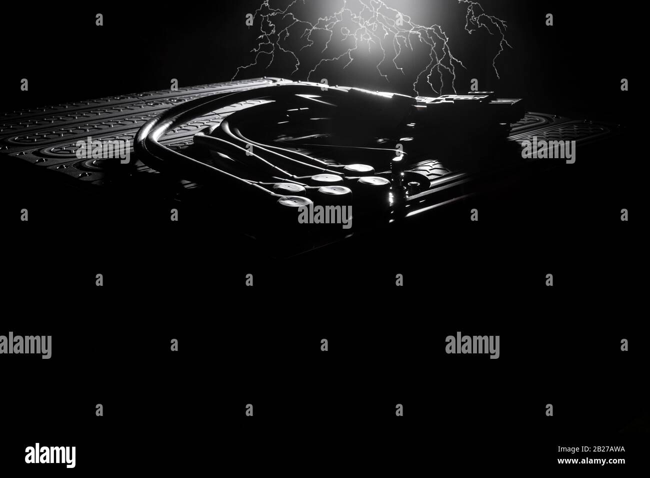 Car battery and lightning bolts Stock Photo Alamy