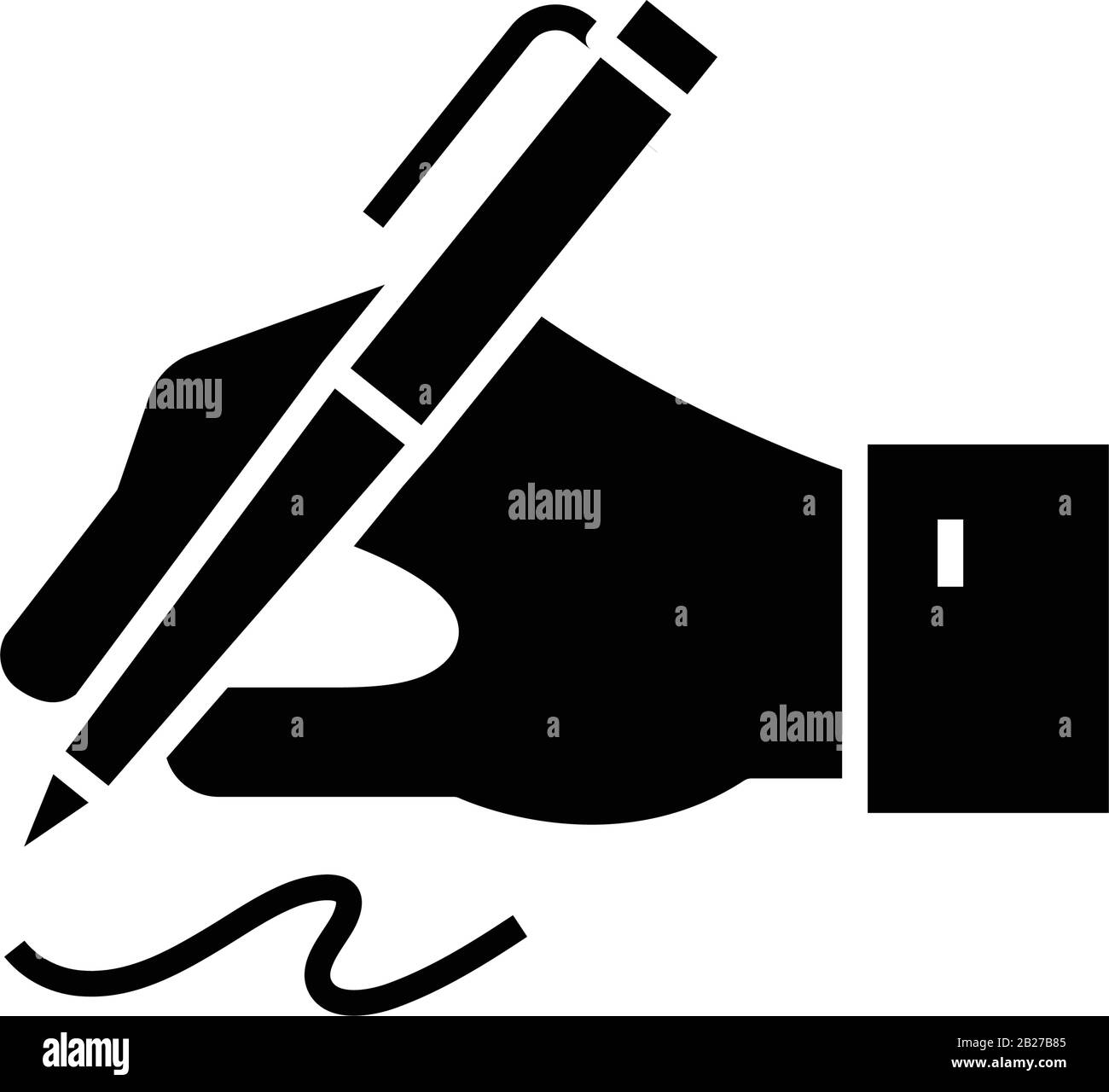 Hand writing black icon, concept illustration, vector flat symbol