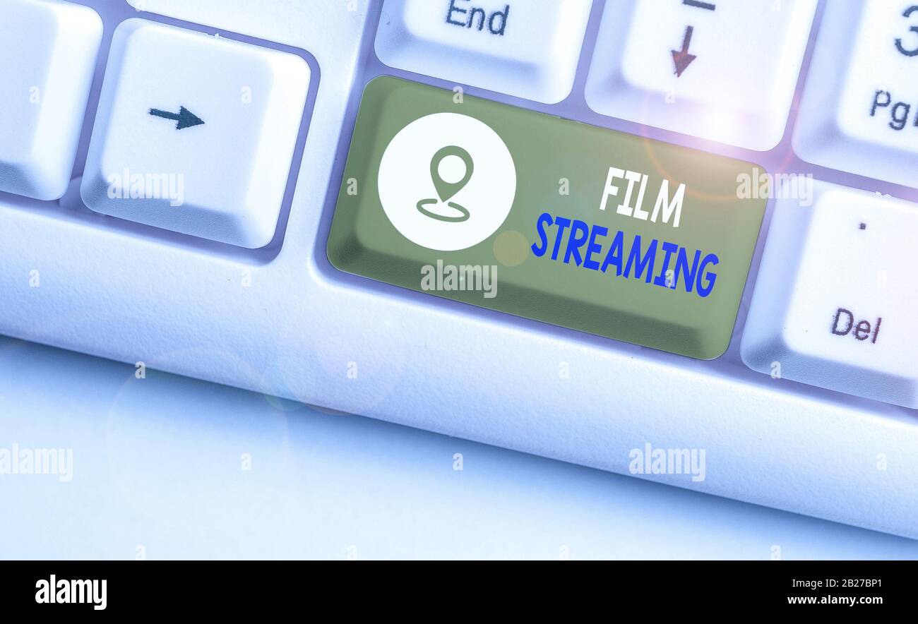Handwriting text Film Streaming. Conceptual photo act of watching sound or video directly from the internet Stock Photo