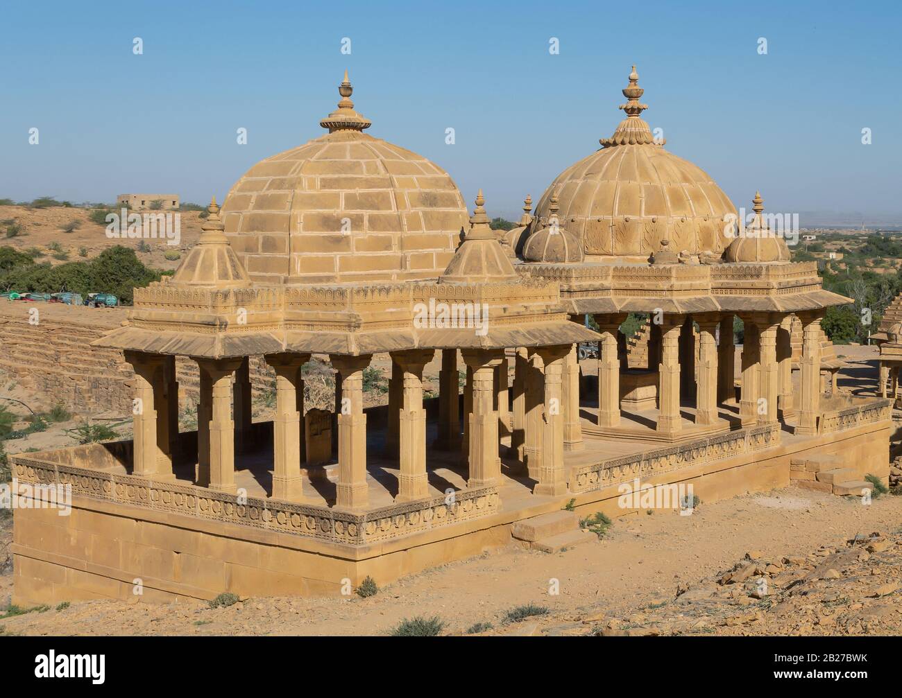 Jaisalmer, Rajasthan, India- Feb 17,2020. A View Of Royal Cenotaphs In Bada Bagh Stock Photo