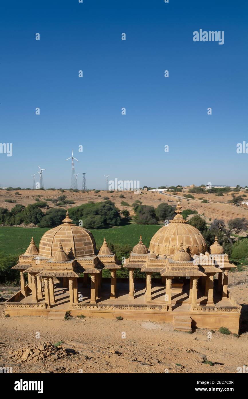 Jaisalmer, Rajasthan, India- Feb 17,2020. A View Of Royal Cenotaphs In Bada Bagh Stock Photo
