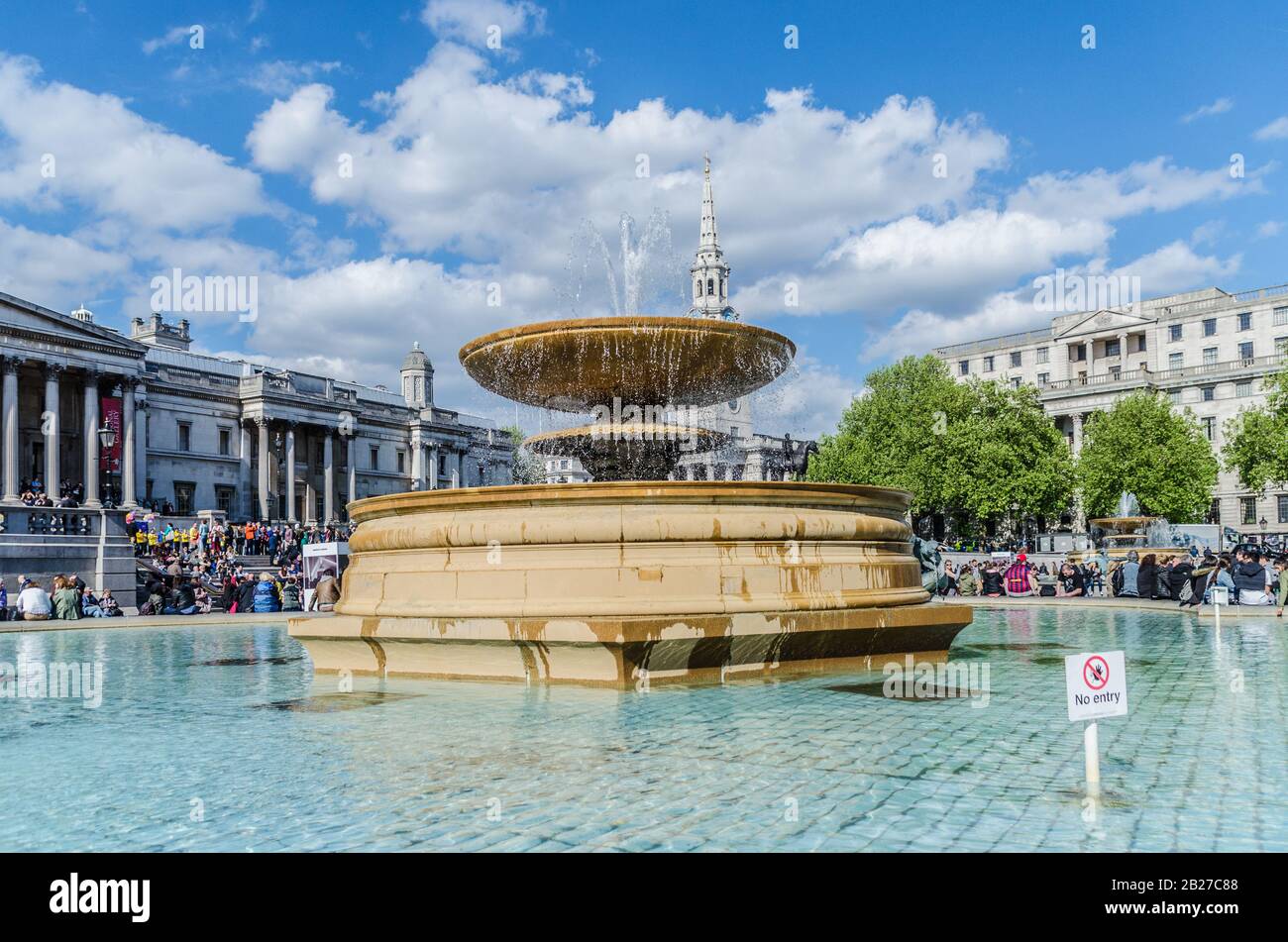 Most happening place trafalgar square in London United Kingdom UK Stock