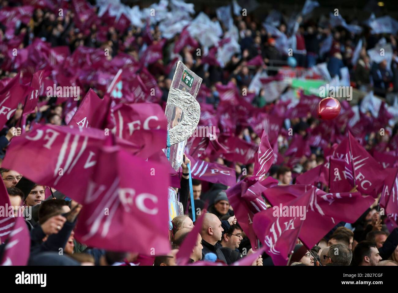 London, UK. 01st Mar, 2020. A general view of Aston Villa fans before the Carabao Cup Final match between Aston Villa and Manchester City at Wembley Stadium on March 1st 2020 in London, England. (Photo by Paul Chesterton/phcimages.com) Credit: PHC Images/Alamy Live News Stock Photo