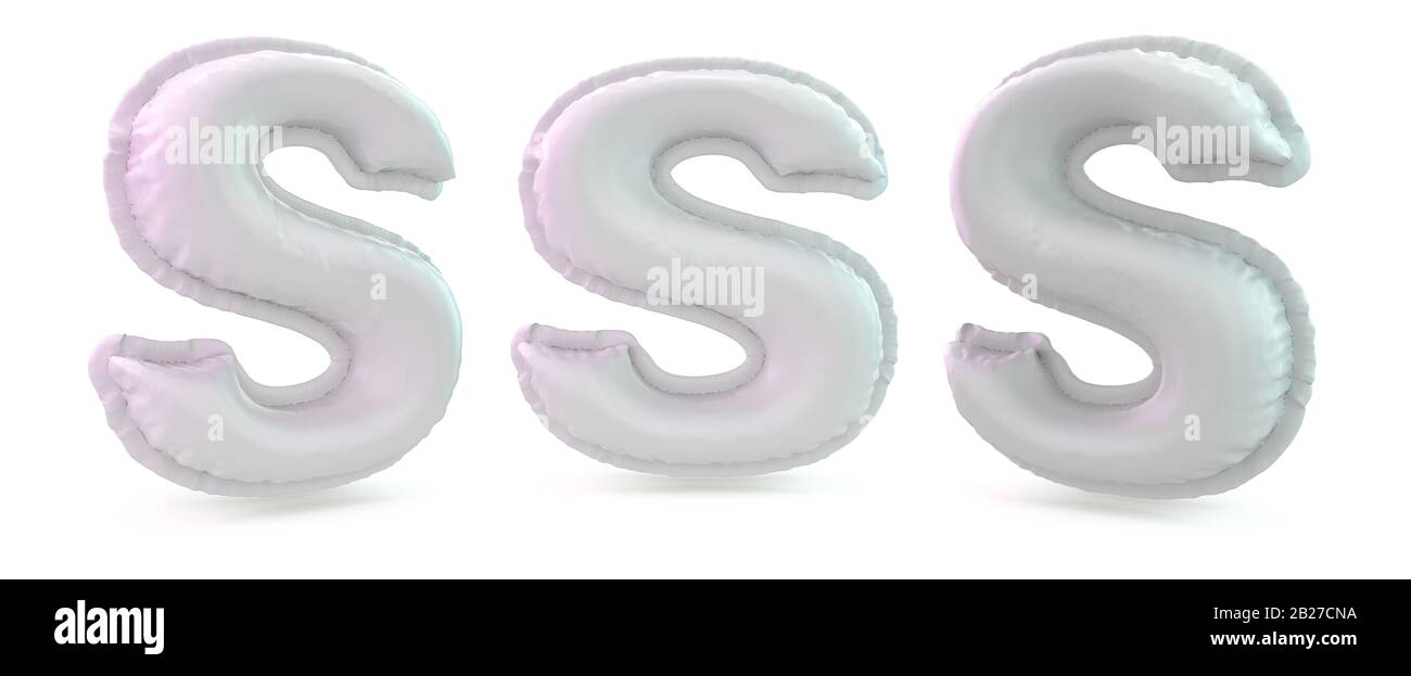 Capital letter S. Uppercase. Inflatable white balloon on background. 3D rendering Stock Photo