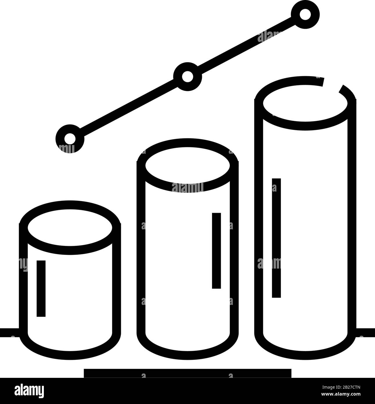 Rising data line icon, concept sign, outline vector illustration ...