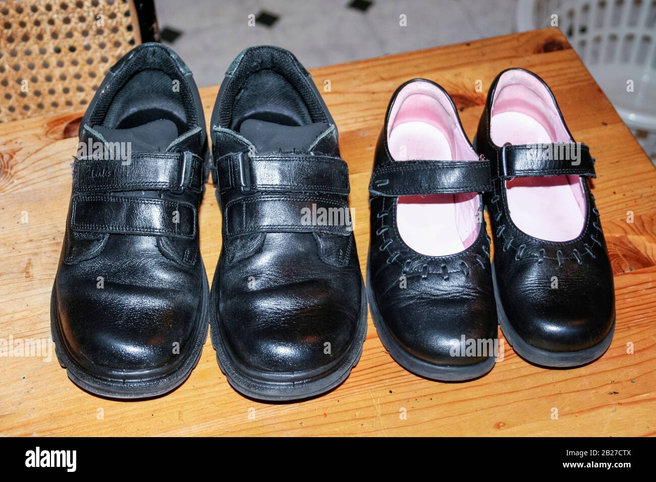 Black leather girls school shoe hi-res stock photography and images - Alamy