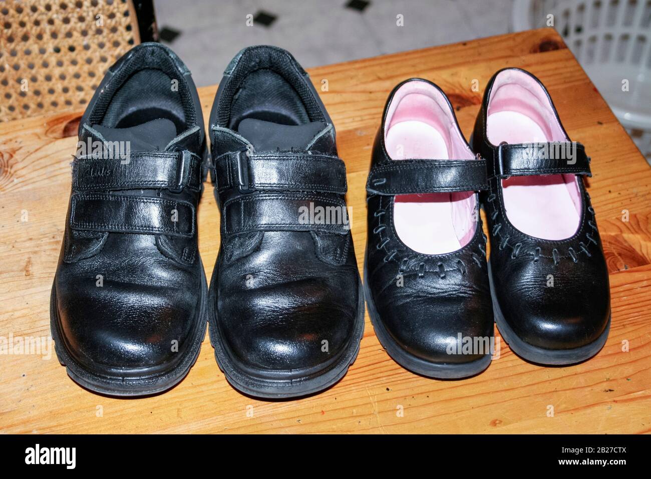 boys black leather school shoes