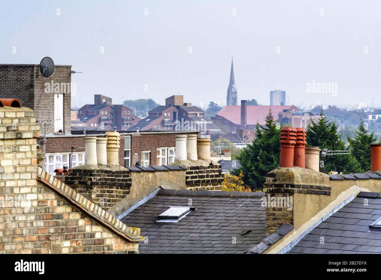 A view over residential rooftops in North London, UK Stock Photo Alamy