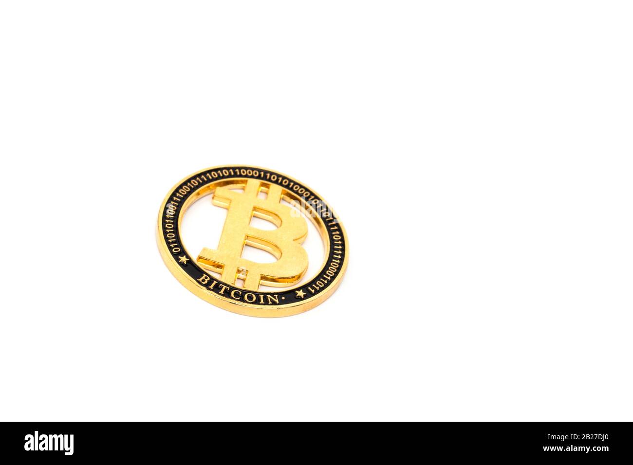 gold bitcoin physical isolated on white background Stock Photo