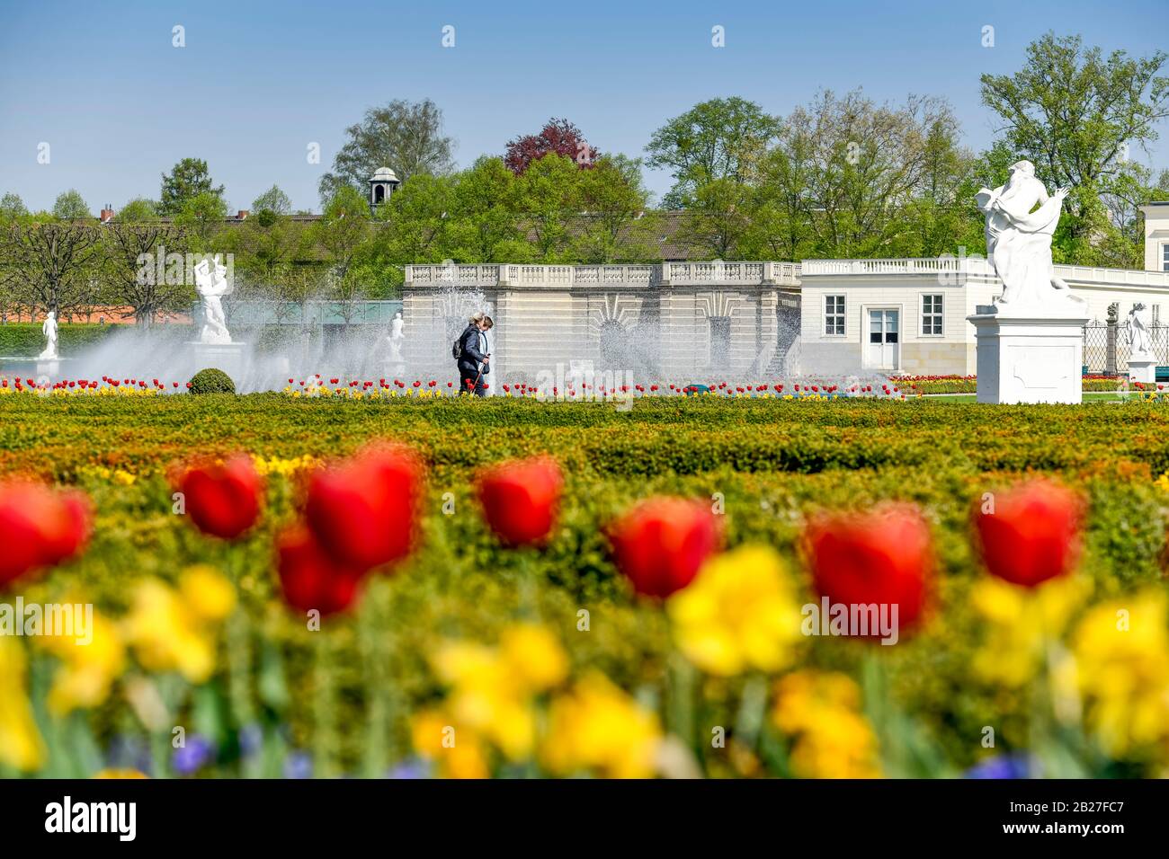 Glockenfontäne, Großes Parterre, Großer Garten, Herrenhäuser Gärten, Hannover, Niedersachsen, Deutschland Stock Photo