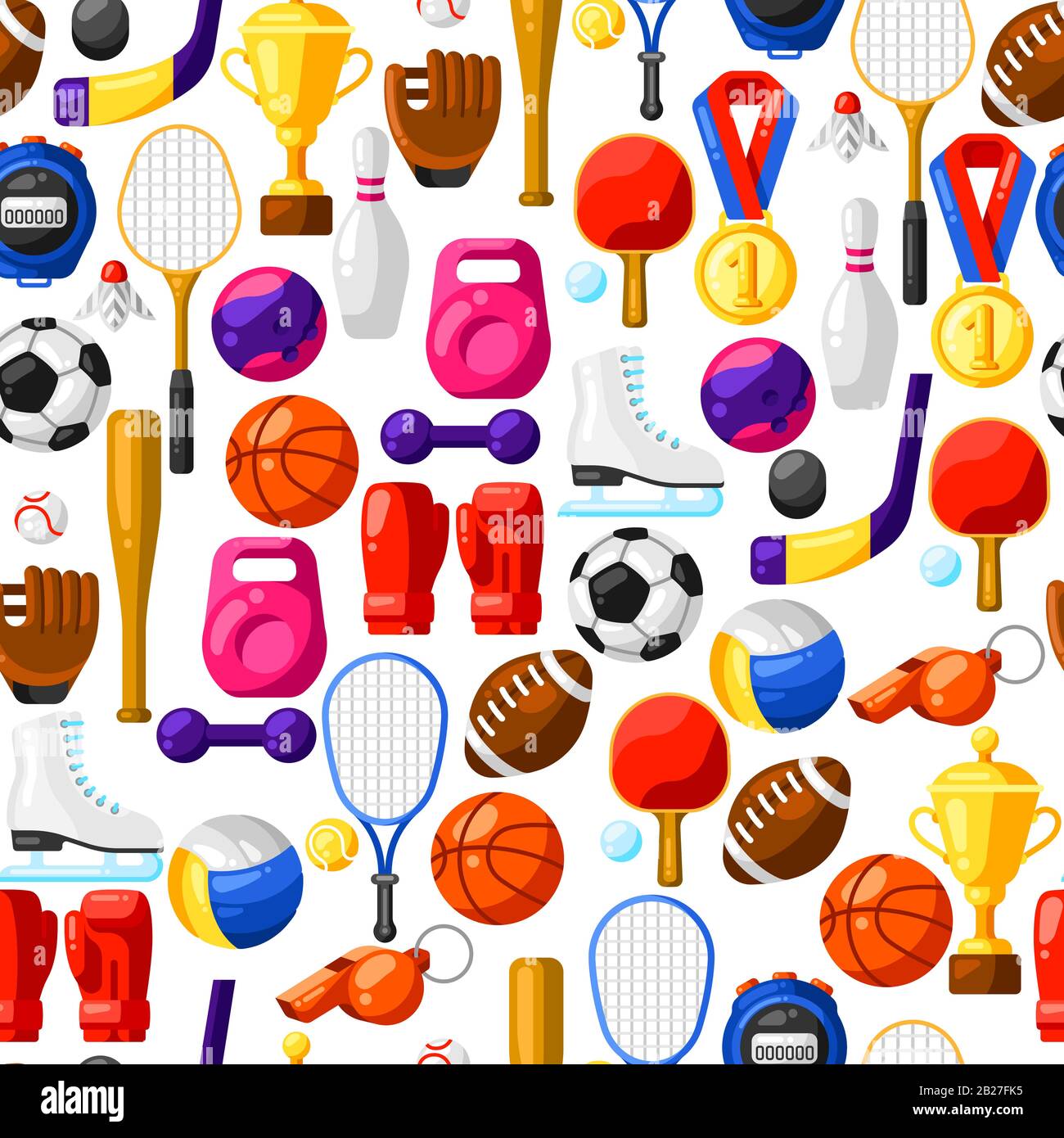 Seamless pattern with sport icons. Stock Vector