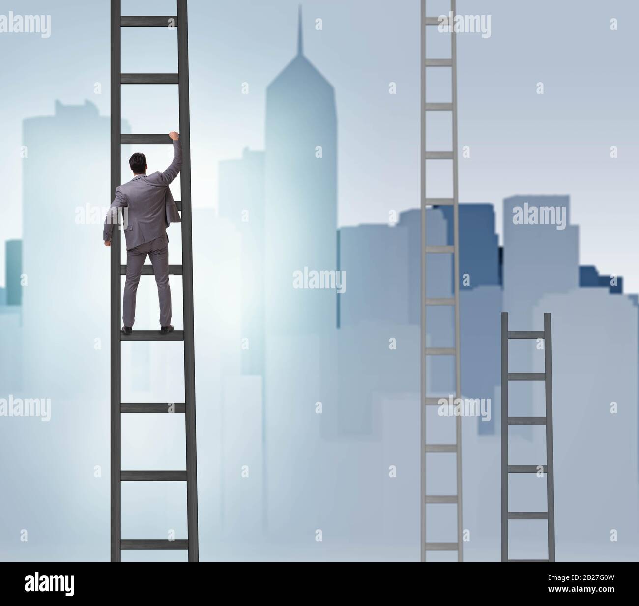 The young businessman climbing career ladder Stock Photo - Alamy