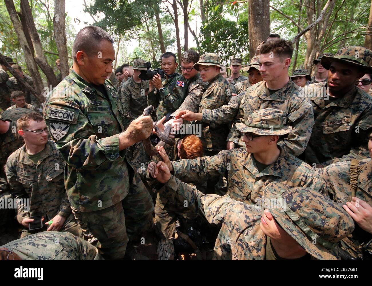Chanthaburi, Thailand. 1st Mar, 2020. US Marines take a jungle survival training as part of the military exercise Cobra Gold 2020 at a Navy base in Chanthaburi province. March 01, 2020. The 39th annual Cobra Gold military exercise is an event held between the Thai and US armed forces every year. It's the largest Asia-Pacific military exercise held each year, and is among the largest multinational military exercises in which the US participates. Credit: Urdee Image/ZUMA Wire/Alamy Live News Stock Photo