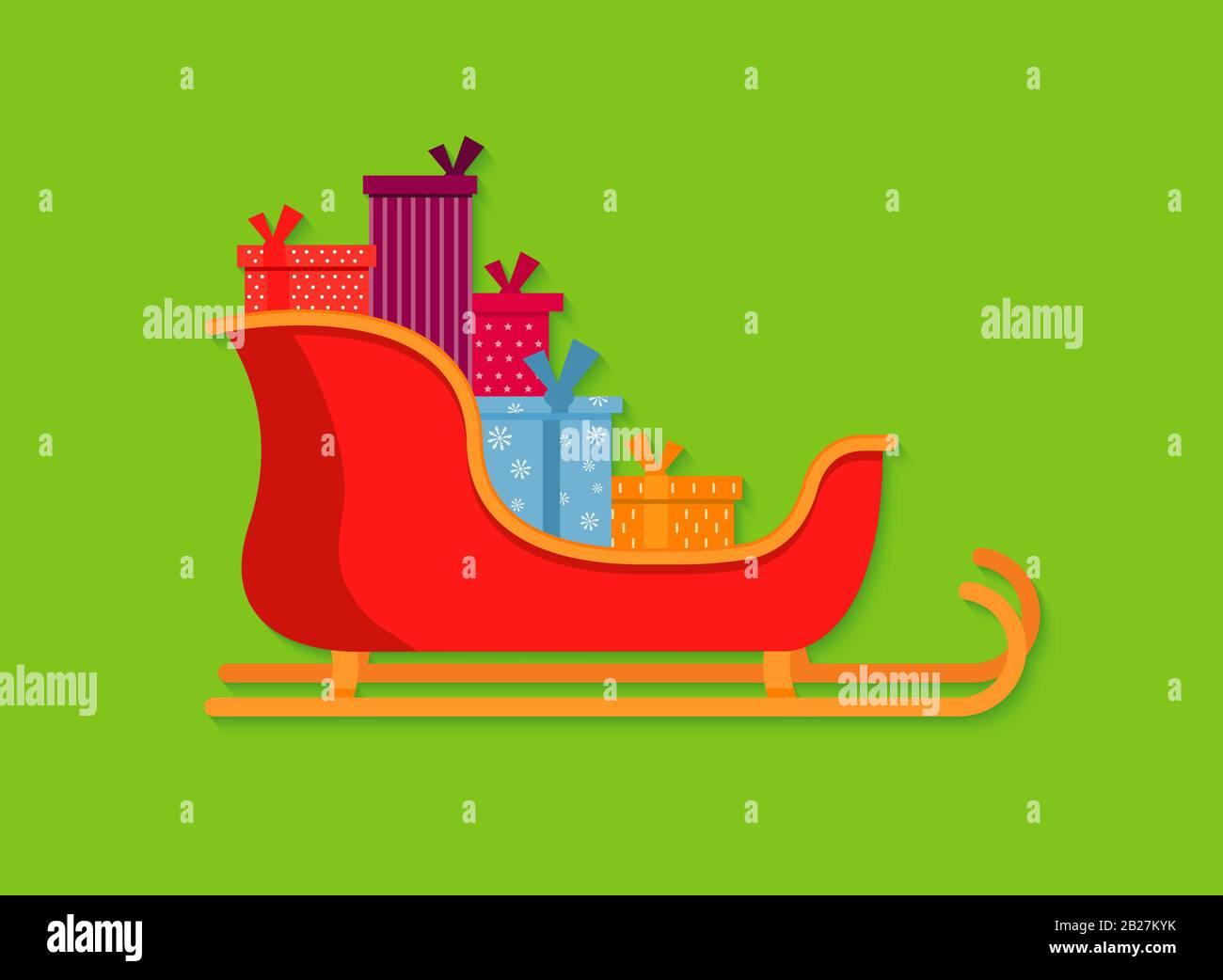 Santa sleigh, gifts icon. Colorful Sled icon Stock Vector Image & Art ...