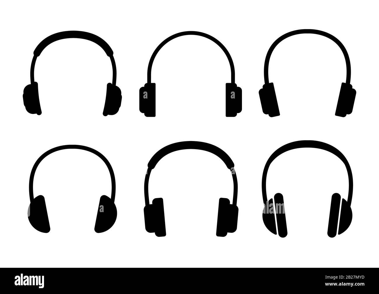Headphone icons set on white background. Vector illustration. Stock Vector