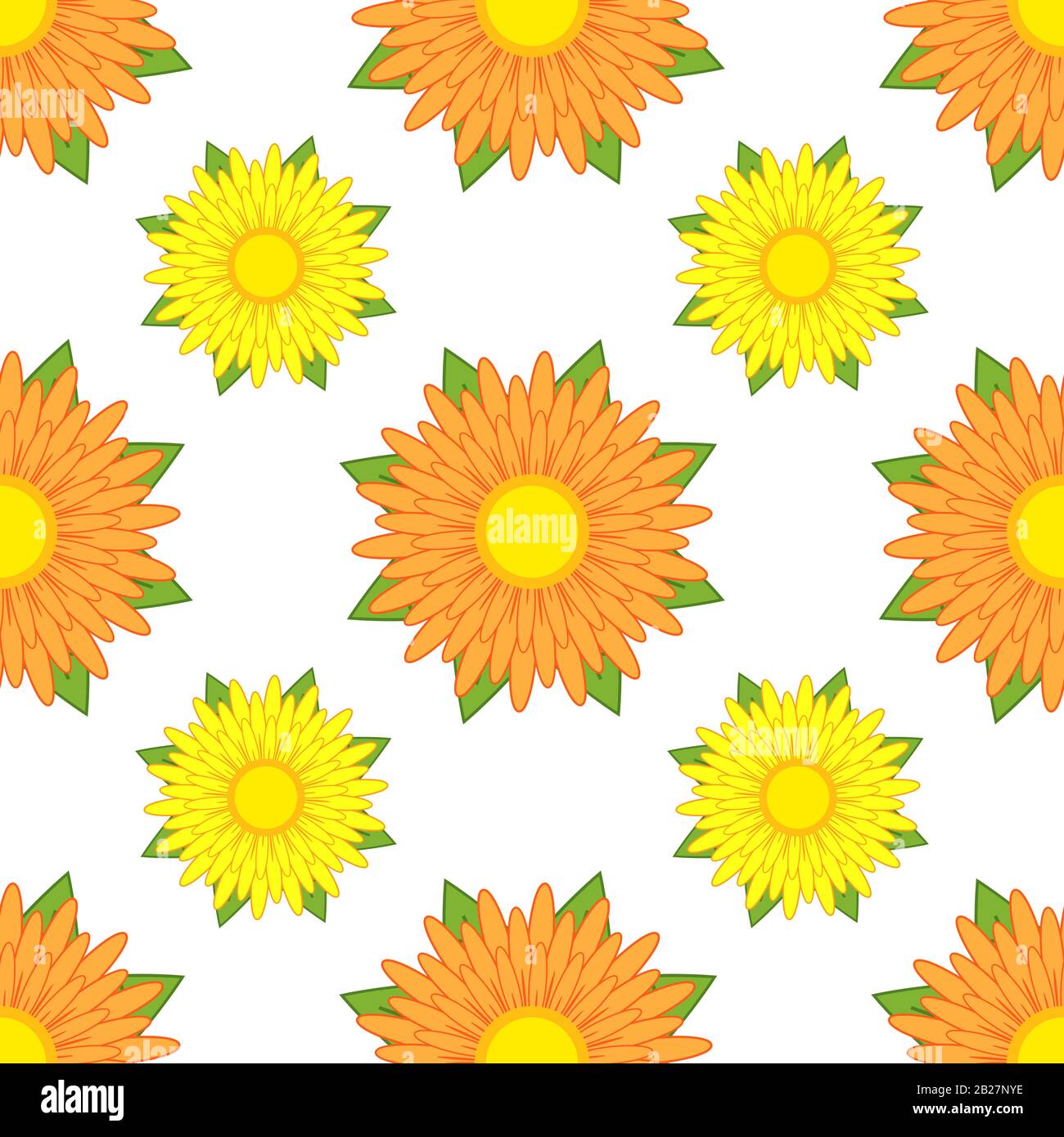Colorful seamless pattern of abstract flowers on a white background. Simple flat vector illustration. For the design of paper wallpaper, fabric, wrapp Stock Vector